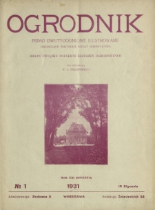 Ogrodnik : pismo dwutygodniowe ilustrowane obejmujące wszystkie działy ogrodnictwa. Skorowidz artykułów za 1931 r.