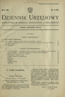 Dziennik Urzędowy Kuratorjum Okręgu Szkolnego Lubelskiego R. 8, nr 4 (78) grudzień 1935