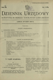 Dziennik Urzędowy Kuratorjum Okręgu Szkolnego Lubelskiego R. 8, nr 5 (79) styczeń 1936