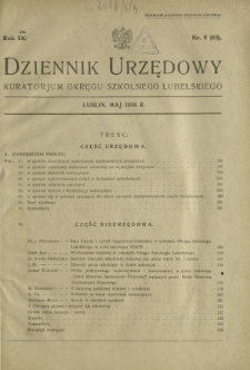 Dziennik Urzędowy Kuratorjum Okręgu Szkolnego Lubelskiego R. 8, nr 9 (83) maj 1936