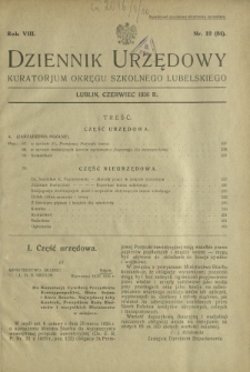 Dziennik Urzędowy Kuratorjum Okręgu Szkolnego Lubelskiego R. 8, nr 10 (84) czerwiec 1936