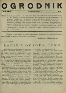 Ogrodnik / red. Stefan Skawiński. R. 27, nr 1 (1 stycznia 1937)