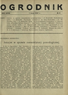 Ogrodnik / red. Stefan Skawiński. R. 27, nr 9 (1 maja 1937)