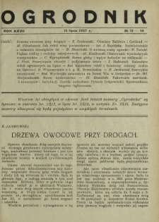 Ogrodnik / red. Stefan Skawiński. R. 27, nr 13/14 (15 lipca 1937)