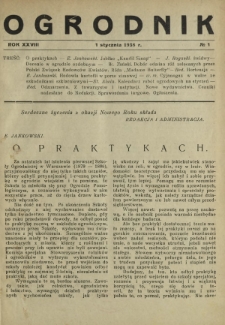 Ogrodnik : dwutygodnik ilustrowany/ red. Stefan Skawiński. R. 28, nr 1 (1 stycznia 1938)
