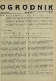 Ogrodnik : dwutygodnik ilustrowany/ red. Stefan Skawiński. R. 28, nr 3 (1 lutego 1938)