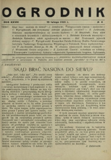 Ogrodnik : dwutygodnik ilustrowany/ red. Stefan Skawiński. R. 28, nr 4 (15 lutego1938)