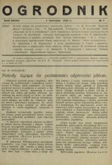 Ogrodnik : dwutygodnik ilustrowany/ red. Stefan Skawiński. R. 28, nr 7 (1 kwietnia 1938)