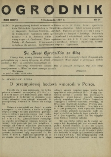 Ogrodnik : dwutygodnik ilustrowany / red. Stefan Skawiński. R. 28, nr 21 (1 listopada 1938)
