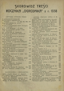 Ogrodnik. Skorowidz treści rocznika "Ogrodnika" z 1938 r.