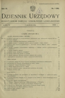 Dziennik Urzędowy Kuratorjum Okręgu Szkolnego Lubelskiego R. 9, nr 2 (86) 1 października 1936