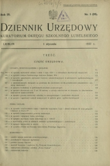 Dziennik Urzędowy Kuratorjum Okręgu Szkolnego Lubelskiego R. 9, nr 5 (89) 1 stycznia 1937