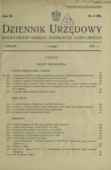 Dziennik Urzędowy Kuratorjum Okręgu Szkolnego Lubelskiego R. 9, nr 6 (90) 1 lutego 1937