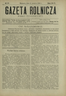 Gazeta Rolnicza : pismo tygodniowe. R. 46, nr 39 (29 września 1906)