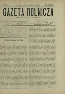 Gazeta Rolnicza : pismo tygodniowe. R. 46, nr 41 (13 października 1906)