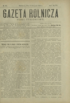 Gazeta Rolnicza : pismo tygodniowe. R. 46, nr 45 (10 listopada 1906)
