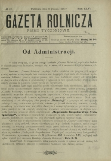 Gazeta Rolnicza : pismo tygodniowe. R. 46, nr 52 (29 grudnia 1906)