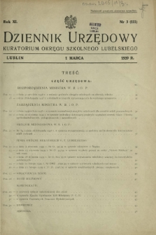 Dziennik Urzędowy Kuratorjum Okręgu Szkolnego Lubelskiego R. 11, nr 3 (111) 1 marca 1939