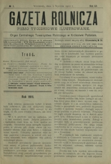 Gazeta Rolnicza : pismo tygodniowe ilustrowane. R. 52, nr 1 (5 stycznia 1912)