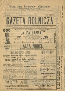 Gazeta Rolnicza : pismo tygodniowe. R. 48, nr 28 (11 lipca 1908)