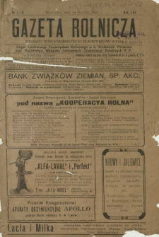 Gazeta Rolnicza : pismo tygodniowe ilustrowane. R. 61, nr 1-2 (14 stycznia 1921)