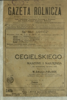Gazeta Rolnicza : pismo tygodniowe ilustrowane. R. 62, nr 1 (7 stycznia 1922)