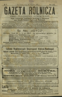 Gazeta Rolnicza : pismo tygodniowe ilustrowane. R. 62, nr 2 (13 stycznia 1922)
