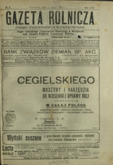 Gazeta Rolnicza : pismo tygodniowe ilustrowane. R. 62, nr 5 (3 lutego 1922)
