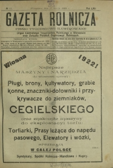Gazeta Rolnicza : pismo tygodniowe ilustrowane. R. 62, nr 11 (17 marca 1922)