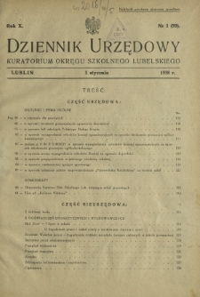 Dziennik Urzędowy Kuratorjum Okręgu Szkolnego Lubelskiego R. 10, nr 5 (99) 1 stycznia 1938