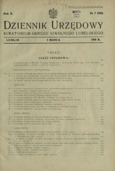 Dziennik Urzędowy Kuratorjum Okręgu Szkolnego Lubelskiego R. 10, nr 7 (101) 1 marca 1938