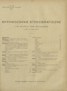 Sprawozdanie Stenograficzne z 40 Posiedzenia Sejmu Rzeczypospolitej z dnia 26 maja 1923 r. (I Kadencja 1922-1927)
