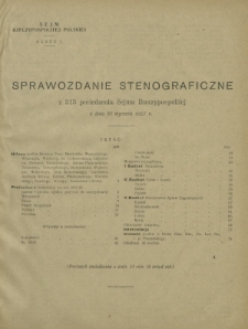 Sprawozdanie Stenograficzne z 313 Posiedzenia Sejmu Rzeczypospolitej z dnia 27 stycznia 1927 r. (I Kadencja 1922-1927)