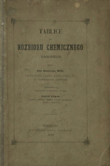 Tablice do rozbioru chemicznego jakościowego