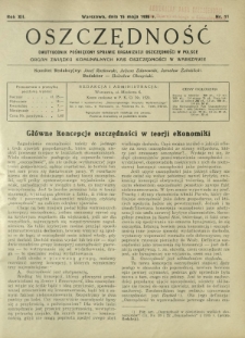 Oszczędność : dwutygodnik poświęcony sprawie organizacji oszczędności w Polsce. R. 12, nr 11 (15 maja 1936)