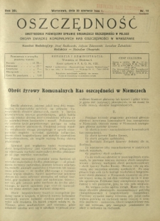 Oszczędność : dwutygodnik poświęcony sprawie organizacji oszczędności w Polsce. R. 12, nr 12 (30 czerwca 1936)
