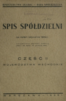 Spis spółdzielni. Cz. 2, [Województwa wschodnie]