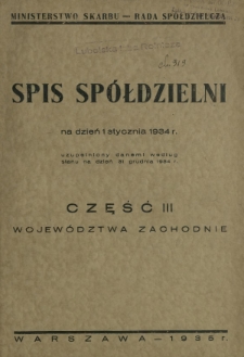 Spis spółdzielni. Cz. 3, [Województwa zachodnie]