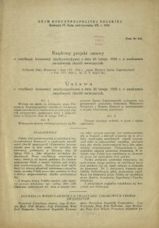 Rządowy projekt ustawy o ratyfikacji konwencji międzynarodowej z dnia 20 lutego 1935 r. o zwalczaniu zaraźliwych chorób zwierzęcych. Druk nr 824 [Dodatek do] :Sprawozdanie Stenograficzne z ... Posiedzenia Sejmu Rzeczypospolitej z dnia ... (IV Kadencja 1935-1938)