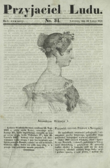 Przyjaciel Ludu : czyli tygodnik potrzebnych i pożytecznych wiadomości. R. 4, No 34 (24 lutego 1838)