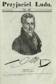 Przyjaciel Ludu : czyli tygodnik potrzebnych i pożytecznych wiadomości. R. 4, No 40 (7 kwietnia 1838)