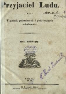 Przyjaciel Ludu : czyli tygodnik potrzebnych i pożytecznych wiadomości. Spis artykułów R. 10, T. 2, No 27-No 52 (1844)
