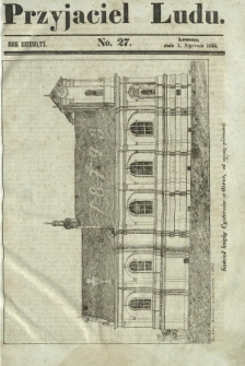 Przyjaciel Ludu : czyli tygodnik potrzebnych i pożytecznych wiadomości. R. 10, No 27 (1 stycznia 1844)