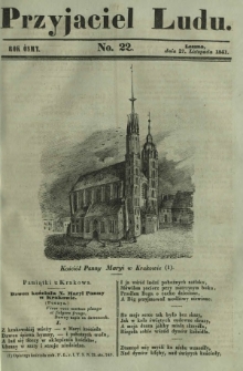Przyjaciel Ludu : czyli tygodnik potrzebnych i pożytecznych wiadomości. R. 8, No 22 (27 listopada 1841)