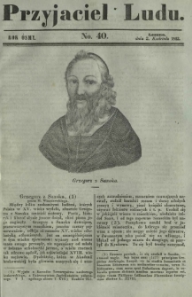 Przyjaciel Ludu : czyli tygodnik potrzebnych i pożytecznych wiadomości. R. 8, No 40 (2 kwietnia 1842)
