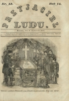 Przyjaciel Ludu : czyli tygodnik potrzebnych i pożytecznych wiadomości. R.14, Nr 42 (16 października 1847)