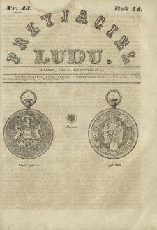 Przyjaciel Ludu : czyli tygodnik potrzebnych i pożytecznych wiadomości. R.14, Nr 43 (23 października 1847)