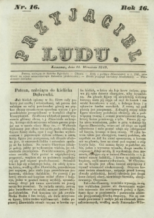 Przyjaciel Ludu : czyli tygodnik potrzebnych i pożytecznych wiadomości. R. 16, Nr 16 (14 września 1849)