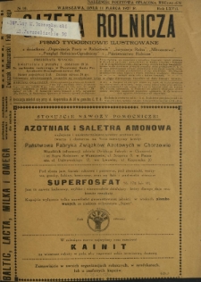 Gazeta Rolnicza : pismo tygodniowe ilustrowane. R. 67, nr 10 (11 marca 1927)