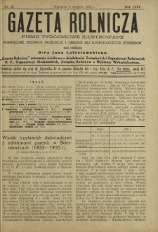Gazeta Rolnicza : pismo tygodniowe ilustrowane. R. 75, nr 36 (6 września 1935)